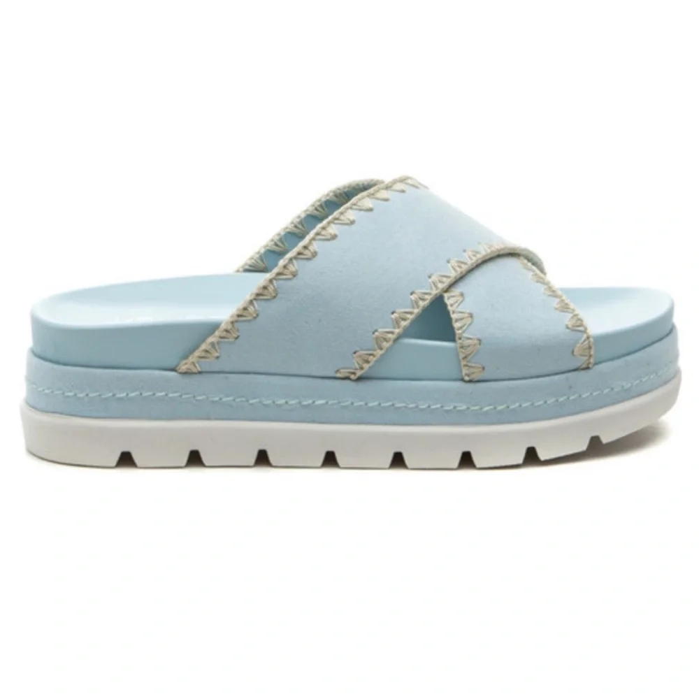 NIB J/SLIDES BAE Light Blue Faux Suede Sandal ANTHROPOLOGIE - Picture 11 of 11